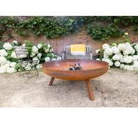 Primrose Corten Steel Fire Bowl With Square Legs 120cm Round in Red Primrose Red