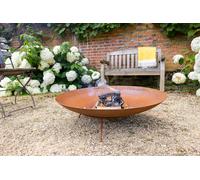 Primrose Corten Steel Fire Pit Round Bowl 80cm Round in Red Primrose Red