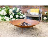 Primrose Corten Steel Fire Pit & Water Bowl 100cm Diameter in Red Primrose Red