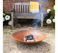 Corten Steel Fire Pit & Water Bowl Round 80cm Round Primrose Red One Size