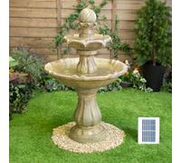 Primrose Cream Imperial Round Tiered Solar Powered Water Feature Fountain With Lights H92Cm