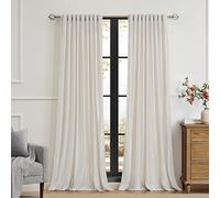PRIMROSE Cream Ivory Curtains 84 inch for Living Room,2 Panels Drapes Blackout Rod Pocket Back Tab Window Treatment Room Darkening Thick Decorative Curtains for Bedroom