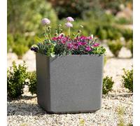 Primrose Cube Stone Effect Planter Square Plant Pot Indoor Outdoor Gardens 43cm in Dark Grey Primrose Dark Grey