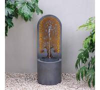 Primrose Cut-Out Panel Garden Zinc Water Feature Self Contained with LEDs 110cm in Grey Primrose Grey