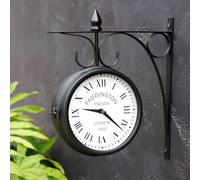 Primrose Double Sided Paddington Station Clock Black Bracket 31cm Diameter