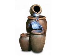 Primrose Earthenware 3-Tier Honey Pot Water Feature & Planter with Lights 50cm in Dark Grey Primrose Dark Grey