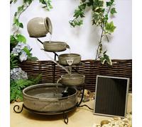 Primrose Earthenware Solar Cascade Water Feature Battery Backup 55cm in Dark Grey Primrose Dark Grey