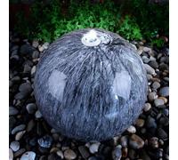 Primrose Echo Falls Marble Sphere Fountain LEDs Grey Round Water Feature 50cm in Dark Grey Primrose Dark Grey