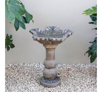 Primrose Eden Leaf Design Decorative Grey Garden Bird Bath Table 62Cm