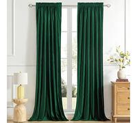 PRIMROSE Emerald Green Curtains 108 inch for Living Room Velvet Blackout Rod Pocket Window Drapes Treatment Room Darkening Decor Curtains for Bedroom Set of 2 Panels