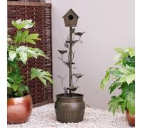 Primrose Enchanted Zinc Bird Box Cascading Water Feature 130cm in Grey Primrose Grey