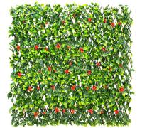 Primrose Extendable Artificial Flower Outdoor Screening Trellis (Red) 1M X 2M