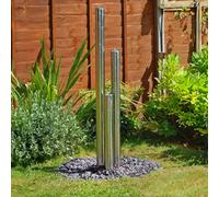 Primrose Extra Large Water Feature Three Tier Tubes with Lights Outdoor 167cm in Metallic Silver Primrose Metallic Silver