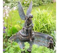 Primrose Fairy on Clam Shell Water Feature Self Contained H78cm in Stone Primrose Stone