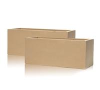 Primrose Fibrecotta Sand Rectangular Trough Planter 80cm Set of 2 in Yellow Primrose Yellow