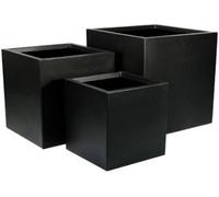 Primrose Fibreglass Cube Planter In Matte Black