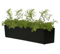 Primrose Fibreglass Herb Garden Indoor Outdoor Window Box Planter - Matt Black - H20 X L76Cm