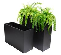 Primrose Fibreglass Tall Outdoor Trough Planter Plant Pot in Matt Black 90cm Primrose Black