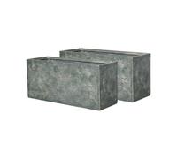 Primrose Fibreglass Trough Outdoor Patio Planter Charcoal Moss Effect 75cm in Grey Primrose Grey