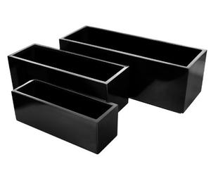 Primrose Fibreglass Trough Outdoor Planter Black Gel Coat Medium 90cm x 30cm (35.4in x 11.8in)