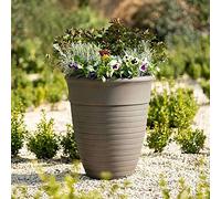 Primrose Flower Pot Tall Plant Pot Round Plastic Planter in Grey Large 57cm (22.4in)
