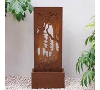 Primrose Forest Scene Zinc Water Wall Feature with Lights Self Contained 123cm in Brown Primrose Brown