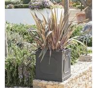 Primrose Framed Cube Outdoor Garden Fibrecotta Planter Grey Plant Pot Vintage Design 37cm