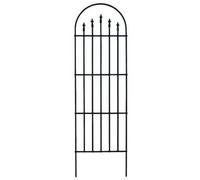 Primrose French Arch Metal Trellis With Finials In Black 203Cm