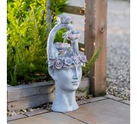 Primrose Cascade Water Feature 'Goddess Freyja 'Tiered Waterfall LED 80cm in Light Grey Primrose Light Grey