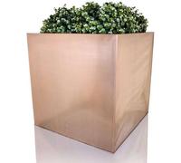 Primrose Frost And Rust-Resistant Outdoor Zinc Square Cube Planter In A Copper Finish 20Cm