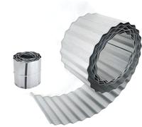 Primrose Galvanised Metal Garden Lawn Wavy Edge Border Edging Roll in Silver | Size: 5m Primrose Silver 5m