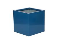 Primrose Galvanised Zinc Cube Patio Planter With Drainage Hole In Blue 40Cm