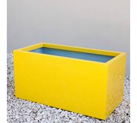Primrose Galvanised Zinc Trough Patio Planter with Drainage Hole in Yellow 64cm