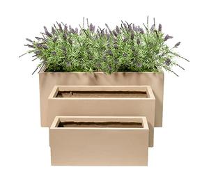 Primrose Garden Fibrecotta Sand Beige Trough Rectangular Planter Large 80cm x 37cm (31.5in x 14.6in)