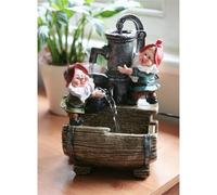 Primrose Garden Gnome Helpers Pump & Barrel Water Feature With Led Lights