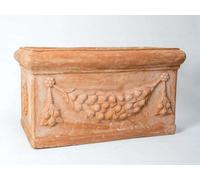 Primrose Garden Large Terracotta Red Trough Planter With Decorative Detail 80Cm