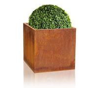 Primrose Garden Outdoor Corten Steel Rust Effect Cube Planter Plant Pot 60Cm