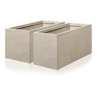 Primrose Garden Outdoor Fibrecotta Trough Rectangular Planter (Small x2, Sand)