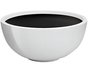 Primrose Garden Outdoor Fibreglass High Gloss White Low Bowl Planter 72cm (28.3in)
