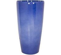 Primrose Garden Outdoor Pacific Blue Cylinder Round Stone Composite Planter 75Cm