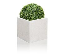 Primrose Garden Outdoor White Poly-Terrazzo Cube Planter 125 Litre Set of 2 Extra Large Planters 52cm³ (20.5in³)