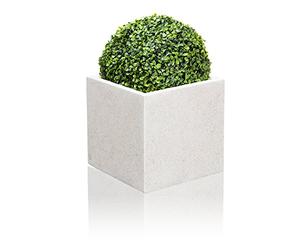 Primrose Garden Outdoor White Poly-Terrazzo Cube Planter 125 Litre Set of 2 Extra Large Planters 52cm³ (20.5in³)