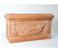 Primrose Garden Terracotta Red Trough Planter With Decorative Detail 80cm Primrose Terracotta
