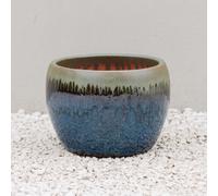 Primrose Glazed Round Outdoor Clay Planter in Two Tone Blue & Gold 22cm Primrose Gold