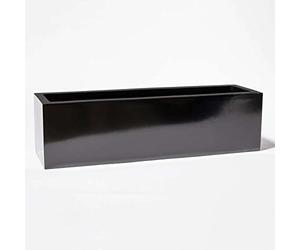 Primrose Gloss Fibreglass Window Box Planter in Black 75cm x 20cm (29.5in)