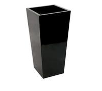 Primrose Tall Flared Square Fibreglass Garden Planter Pot Gloss Black 120cm Primrose Black
