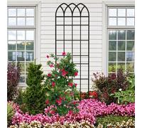 Primrose Gothic Archway Design Metal Garden Trellis Plant Support in Black 183cm Primrose Black