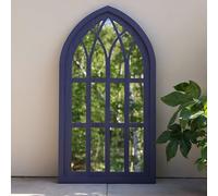 Primrose Gothic Window Garden Mirror Illusion Arched Blue Wooden Glass 110cm
