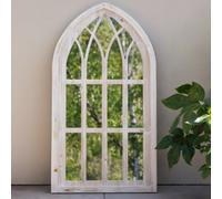 Primrose Gothic Window Garden Mirror Illusion Arched White Wooden Glass 110cm Primrose White