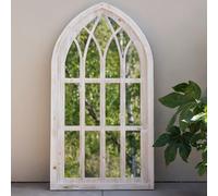 Primrose Gothic Window Garden Mirror Illusion Arched White Wooden Glass 110cm